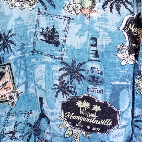 Margaritaville Hawaiian Button Down Shirt Size XXL Men's Blue Rayon - Picture 4 of 7